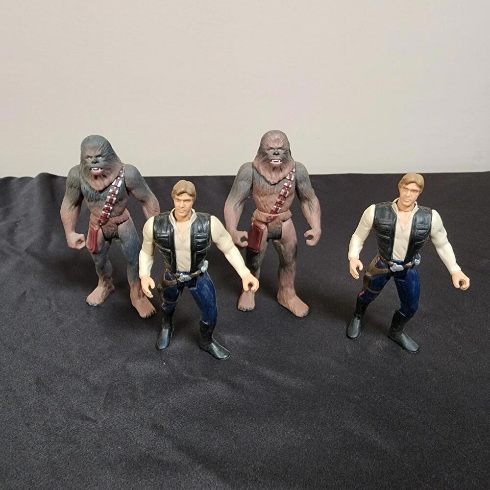 Star Wars Power of the Force Han Solo & Chewbacca Figure Lot of‎ 4